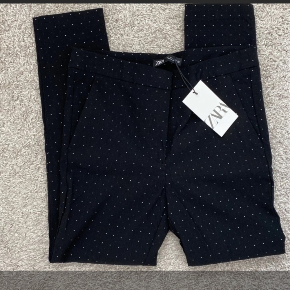 ZARA dress up pants black with white